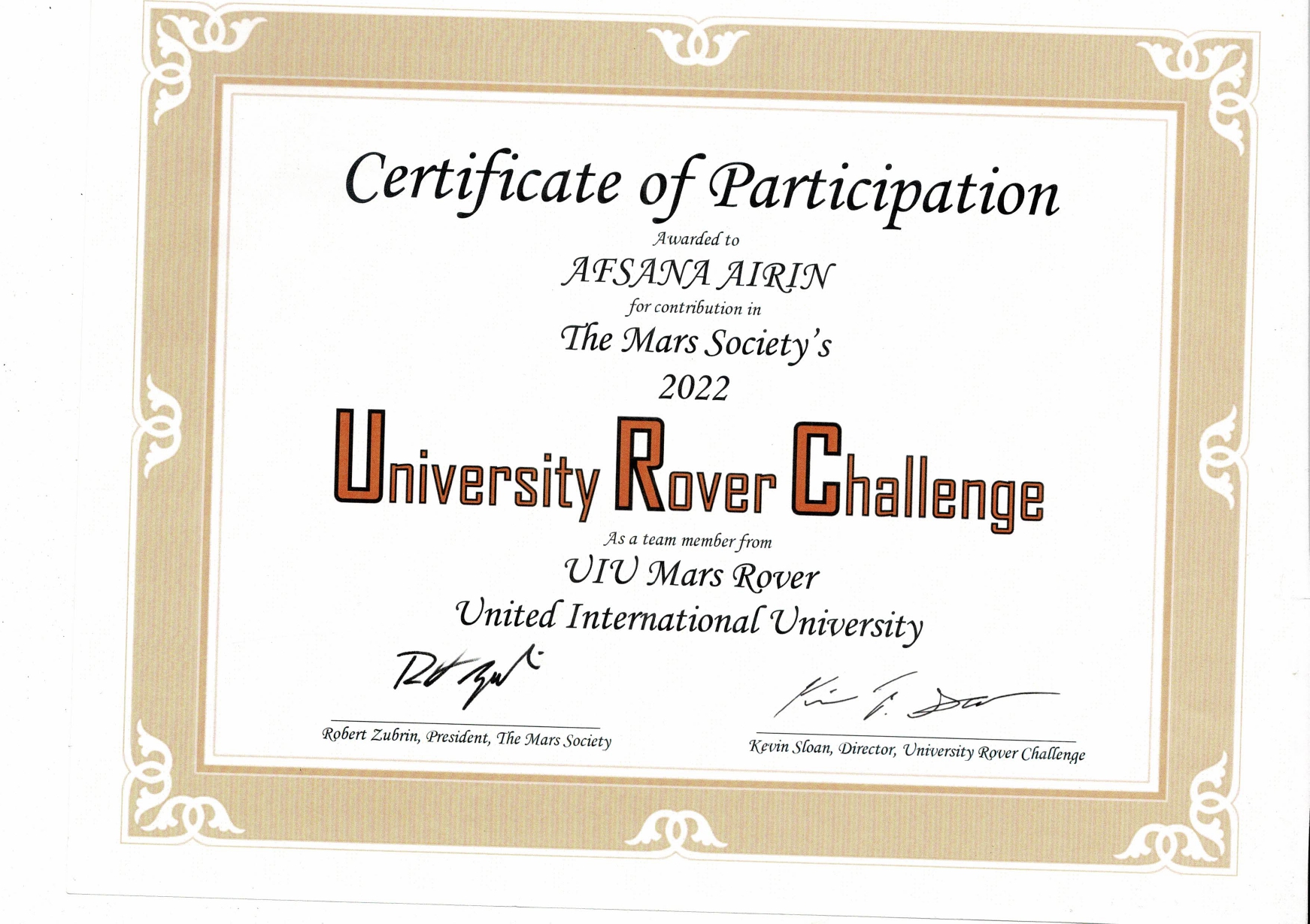 uiu_mars_rover_award
